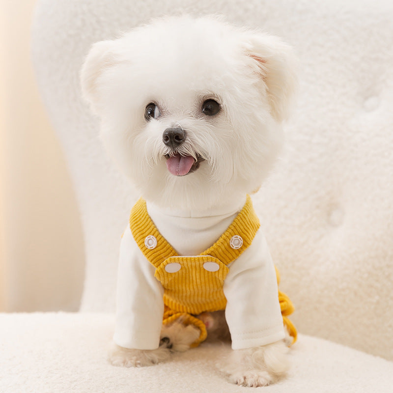 Dog overall with bib pants made of corduroy