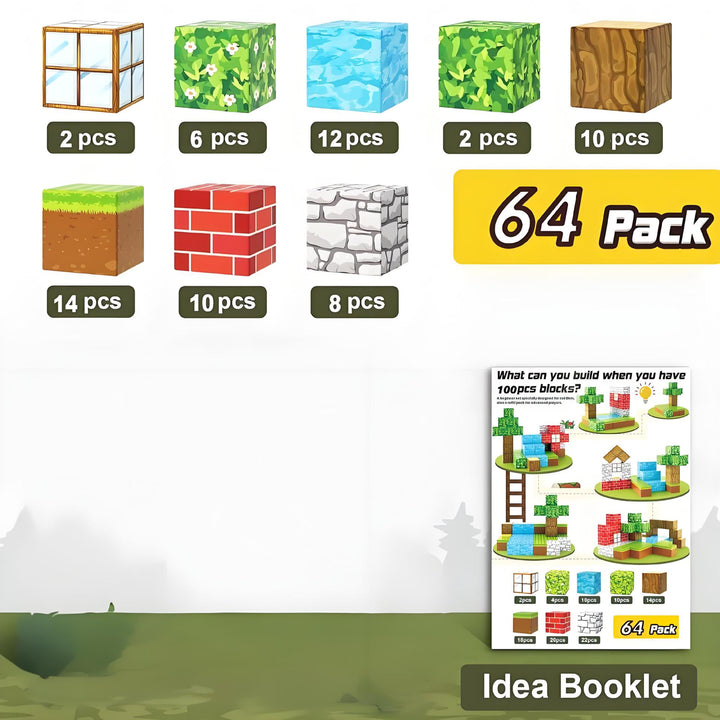 Magnet stick building blocks, multiple sizes