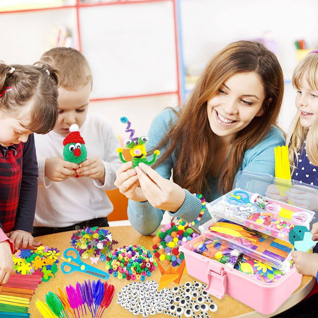 Craft kit with pipe cleaners and pom poms