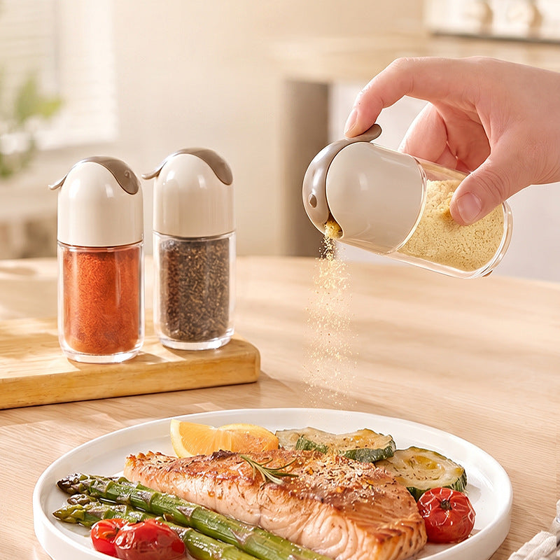 Glass spice shaker with push button, 100 ml