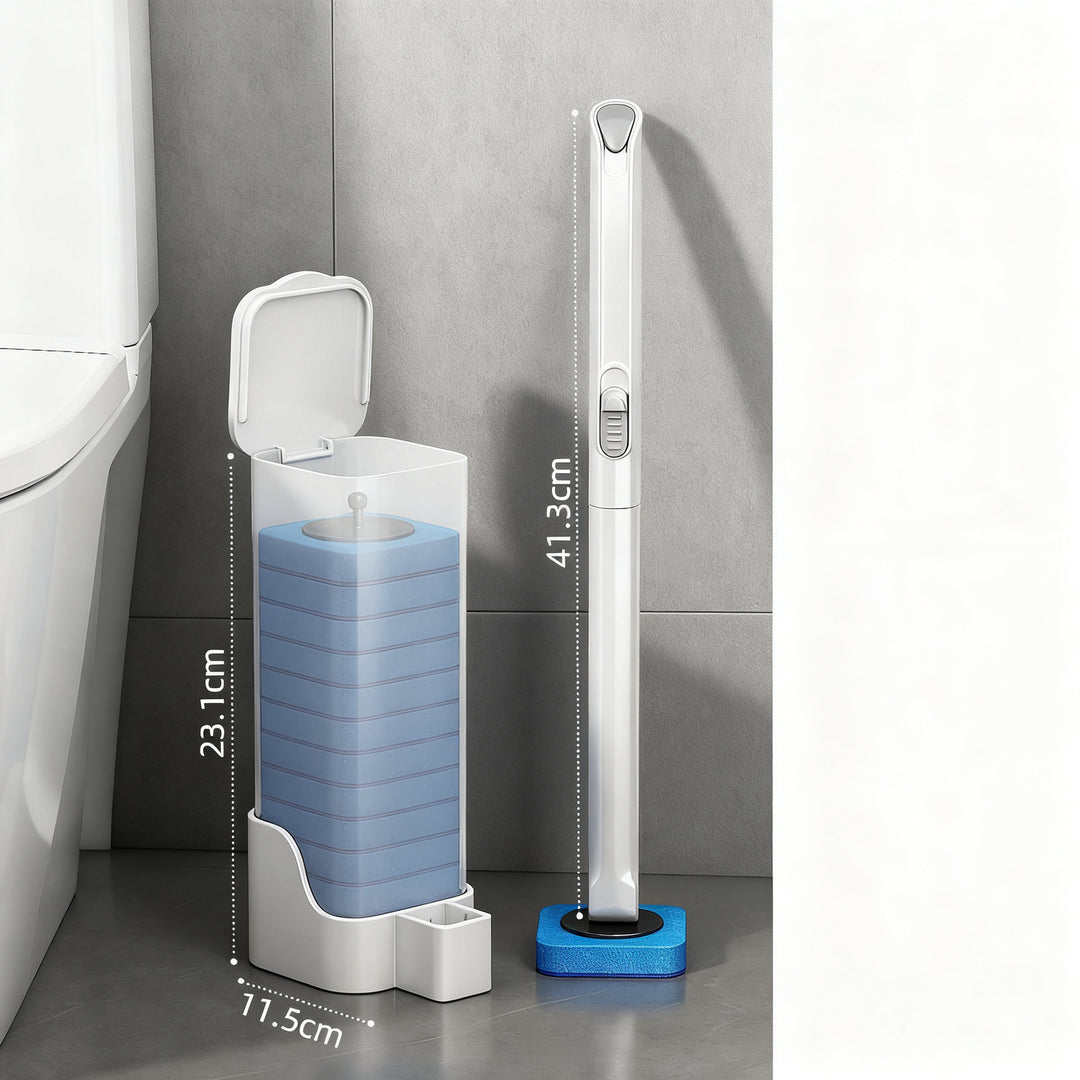 Toilet brush with interchangeable sponge heads