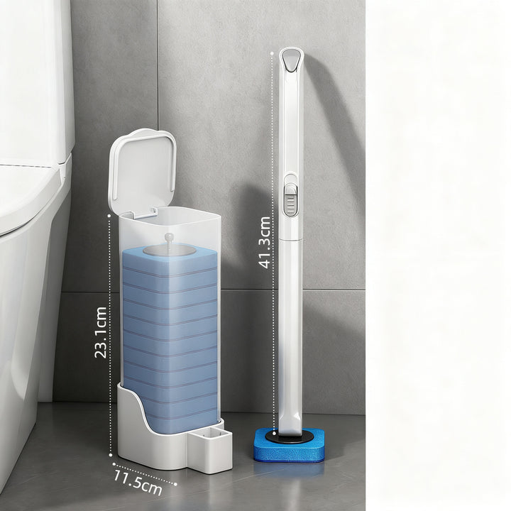 Toilet brush with interchangeable sponge heads