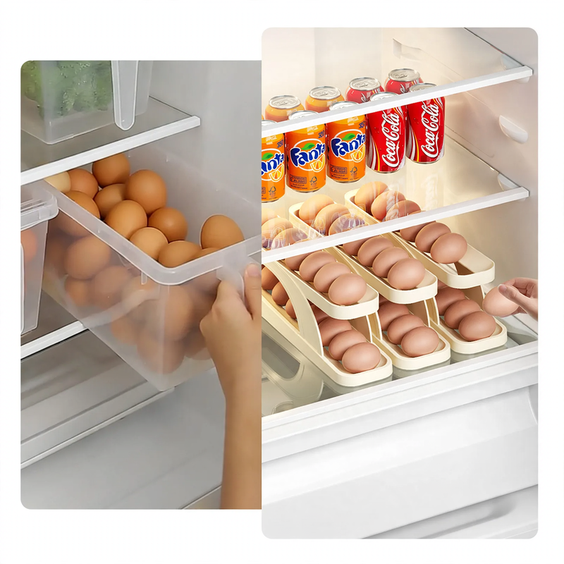 Egg box for refrigerator with rolling mechanism