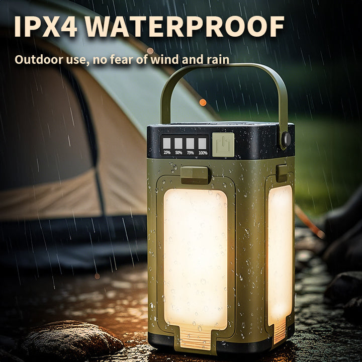 LED camping lamp with solar charging, foldable