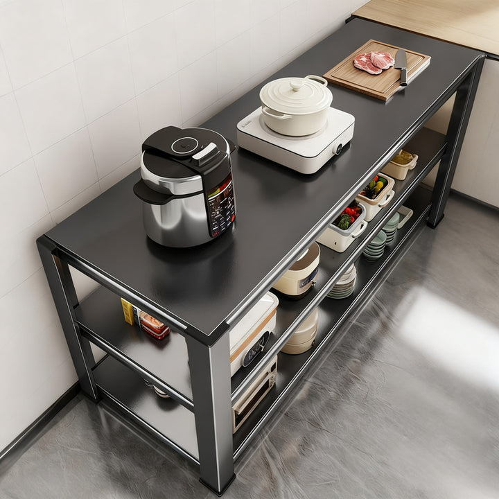 Kitchen Worktable made of Carbon Steel, 3 Levels