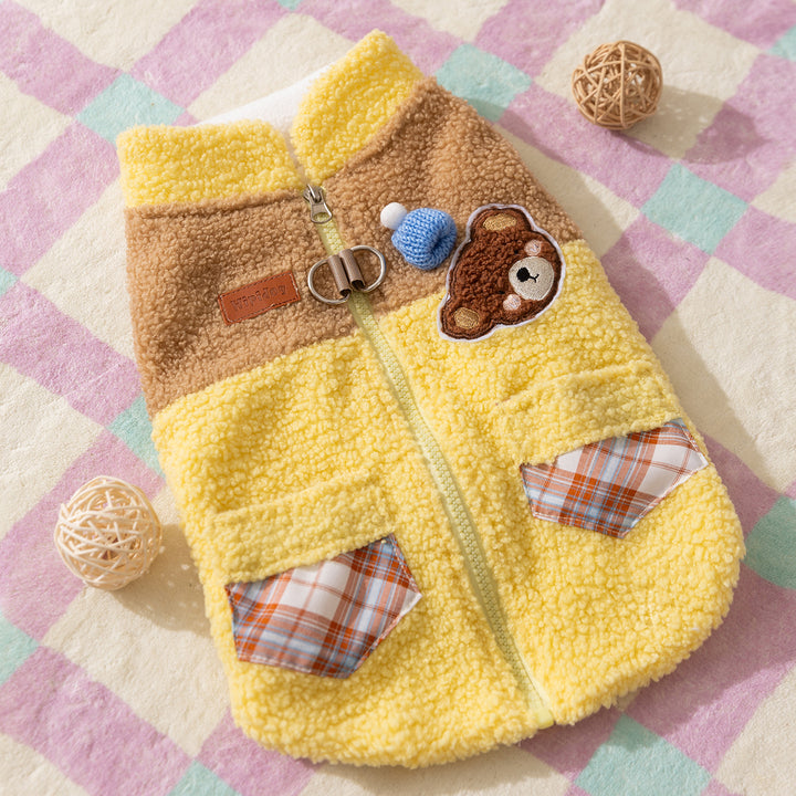 Dog Hoodie Fleece, Contrasting Colors, Two-Arm