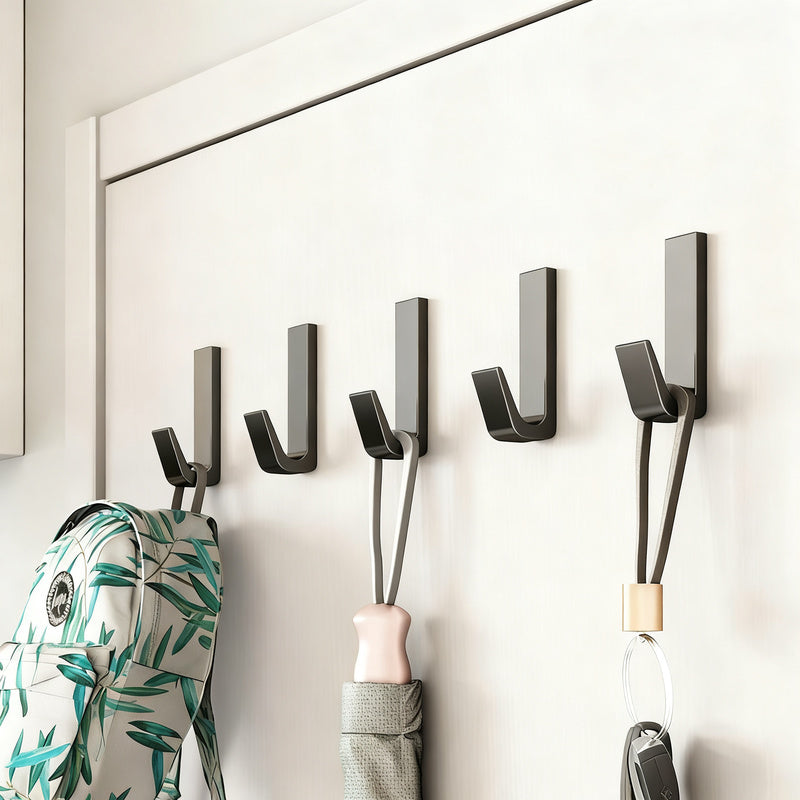 Aluminum wall hooks with adhesive surface