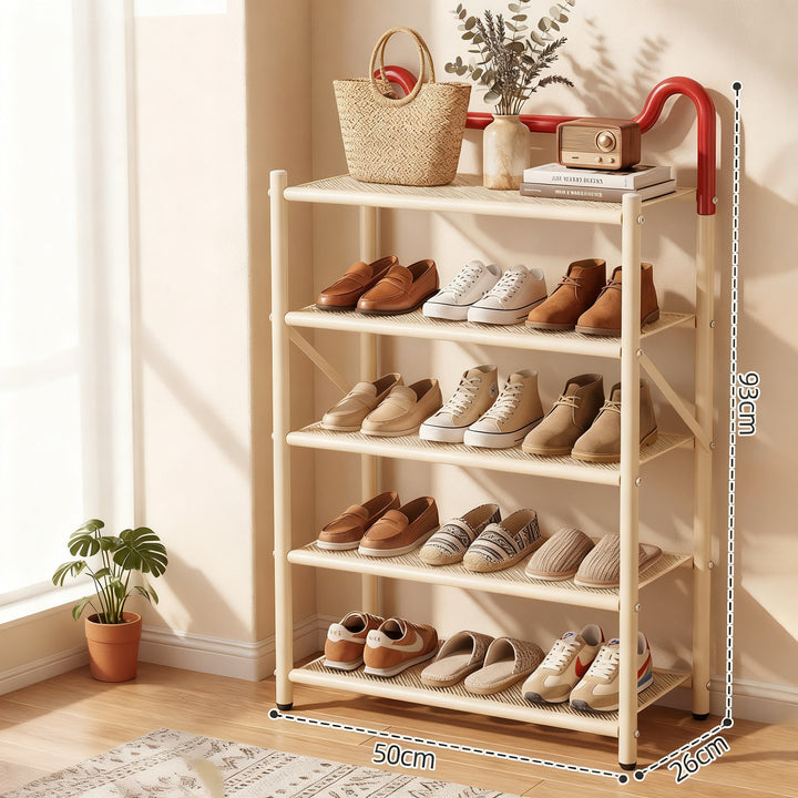 Foldable shoe rack made of metal, 3–5 tiers