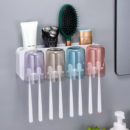 Toothbrush organizer, wall mountable, no drilling