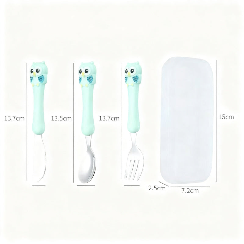 Children's tableware set made of stainless steel, portable