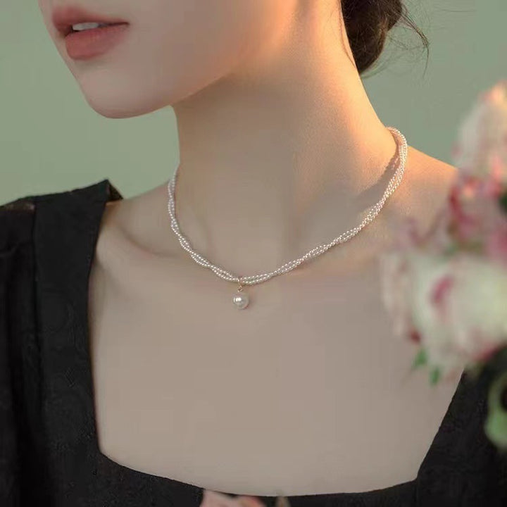 Pearl necklace with silver clasp, pearls 4–12 mm