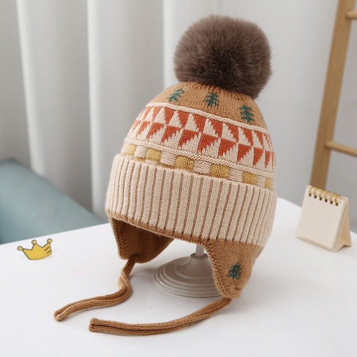 Children's hat with earflaps, knitted, warm