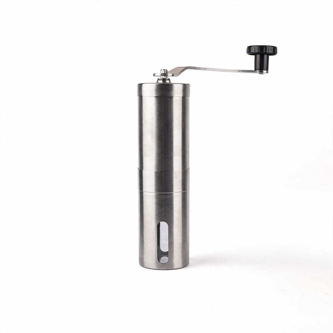 Hand crank coffee mill with ceramic or steel grinding mechanism