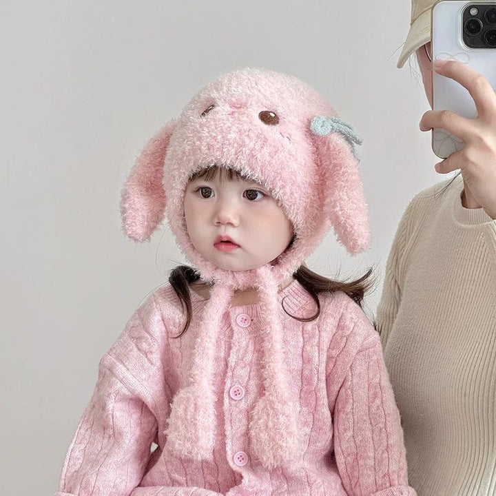 Children's hat with earflaps, knitted, warm