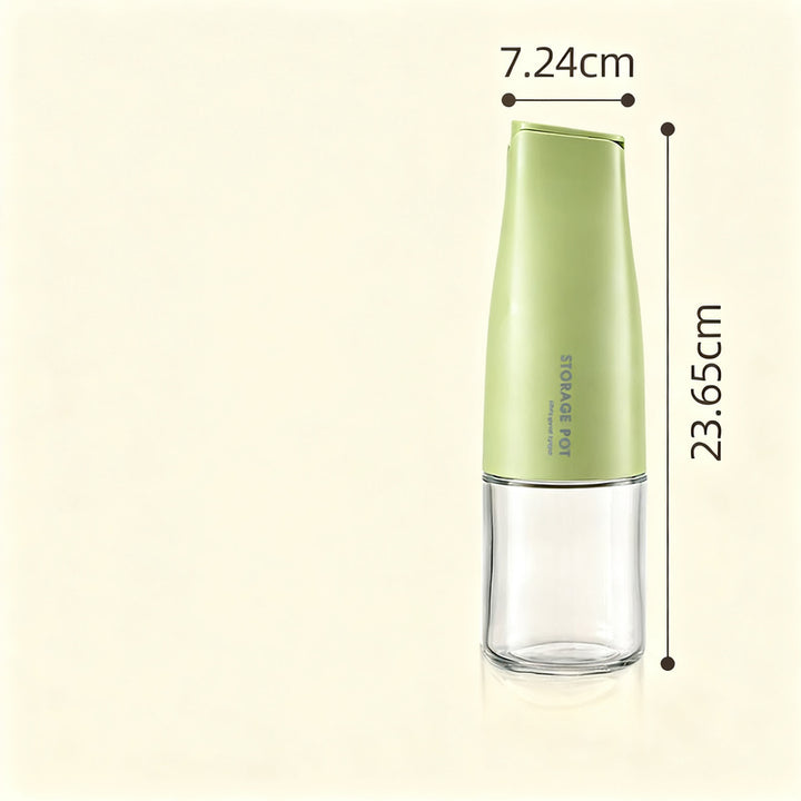 Glass bottles for oil and spices with automatic closure
