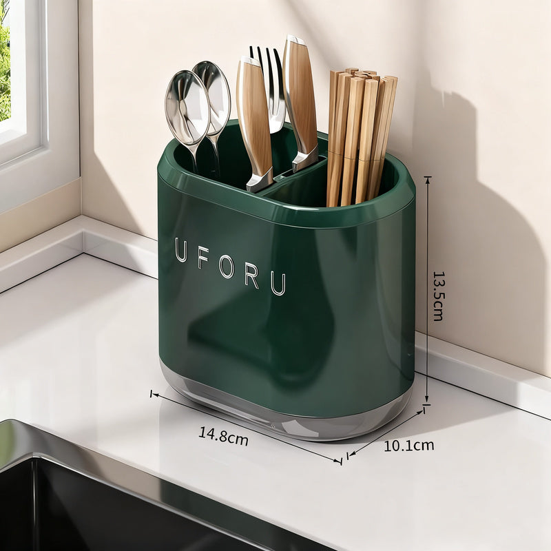 Chopstick and Cutlery Holder with Draining Tray