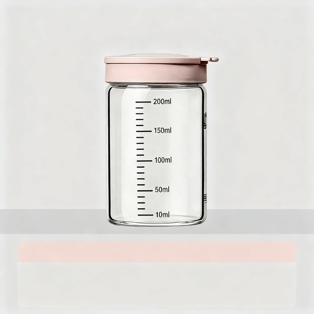 Borosilicate glass storage jar with measurement scale