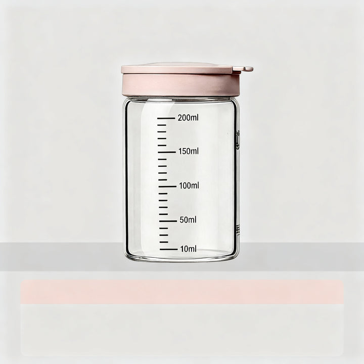 Borosilicate glass storage jar with measurement scale