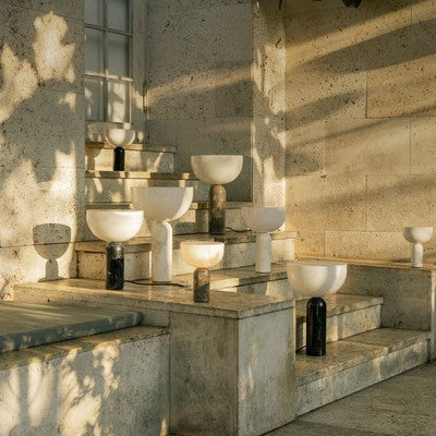 Mushroom-shaped table lamp, marble, LED, touch switch