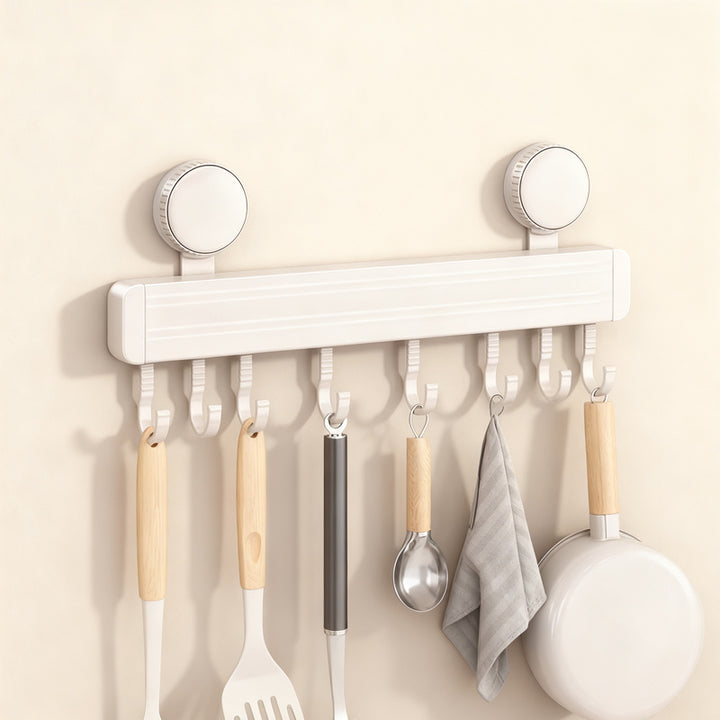 Suction cup kitchen hook rail made of aluminum