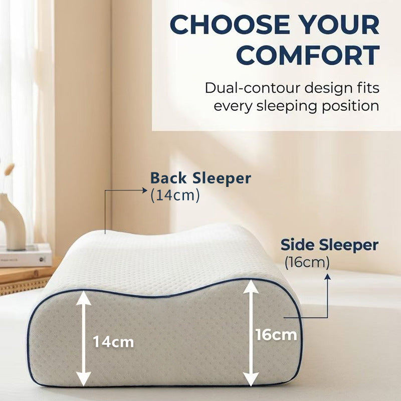 Neck support pillow made of memory foam, wave profile