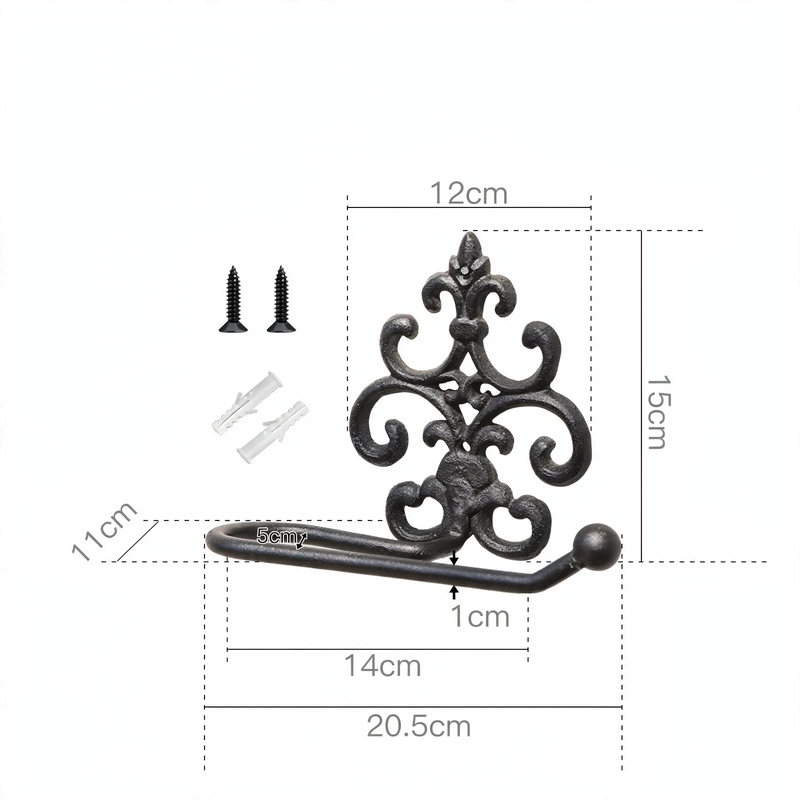 Cast iron wall bracket for towels and paper