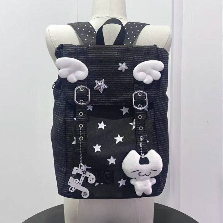 Cotton backpack with striped pattern
