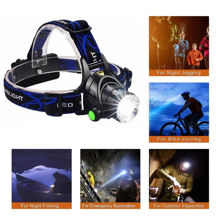 Rechargeable Waterproof Zoomable LED Headlamp Noxord