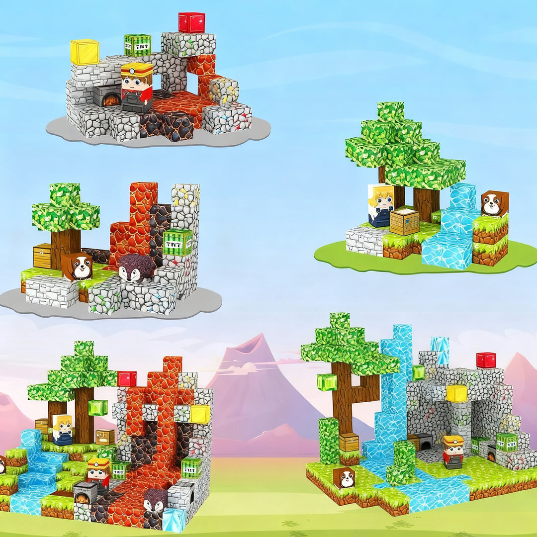 Magnet stick building blocks, multiple sizes