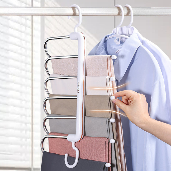Expandable pants rack with 6 levels