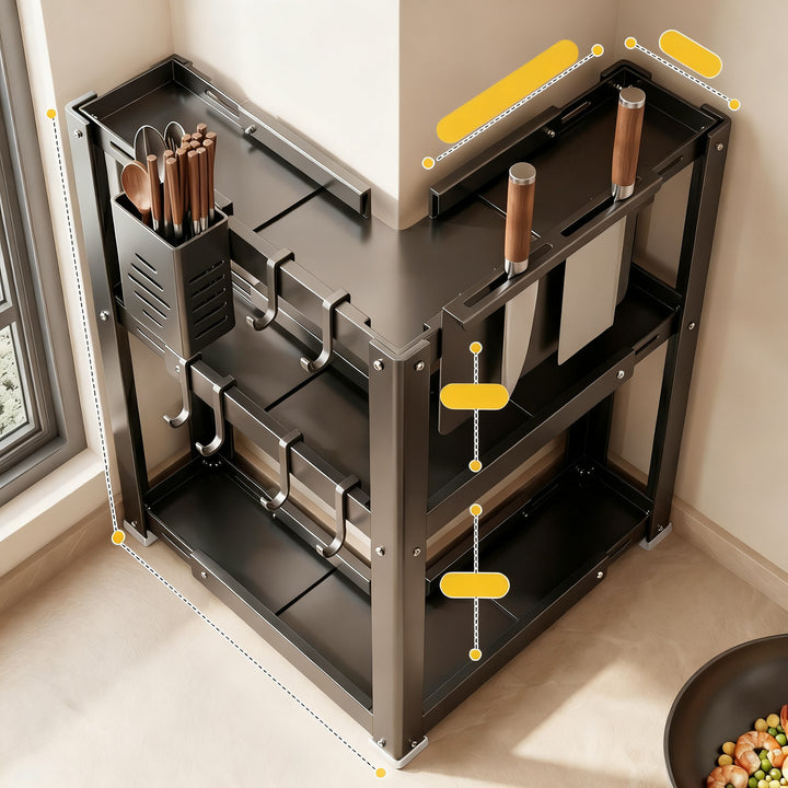 Wall shelf for kitchen, carbon steel, 2–3 tiers