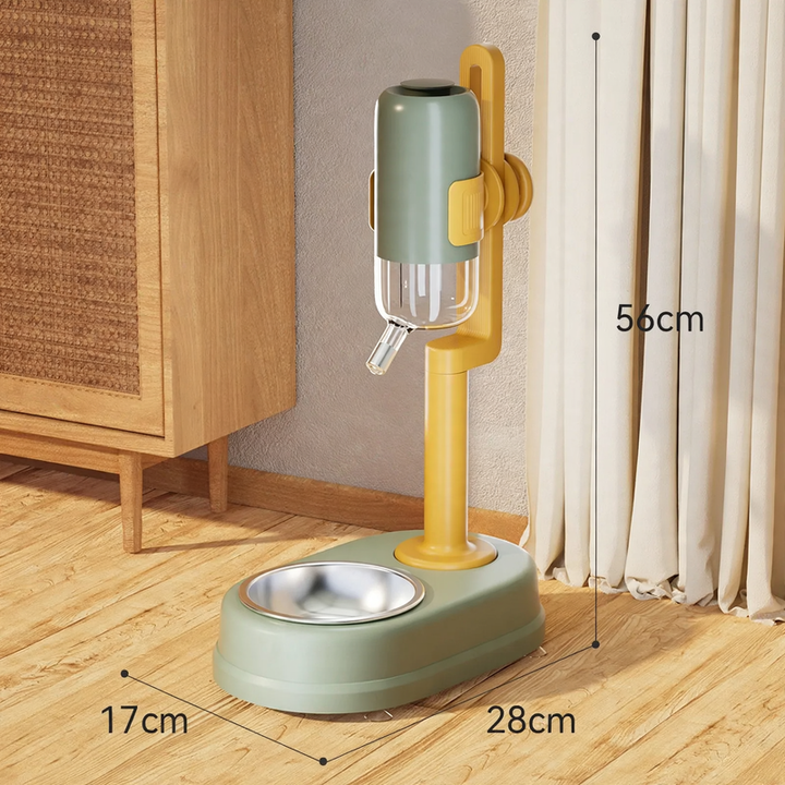 Upright double feeding bowl made of stainless steel