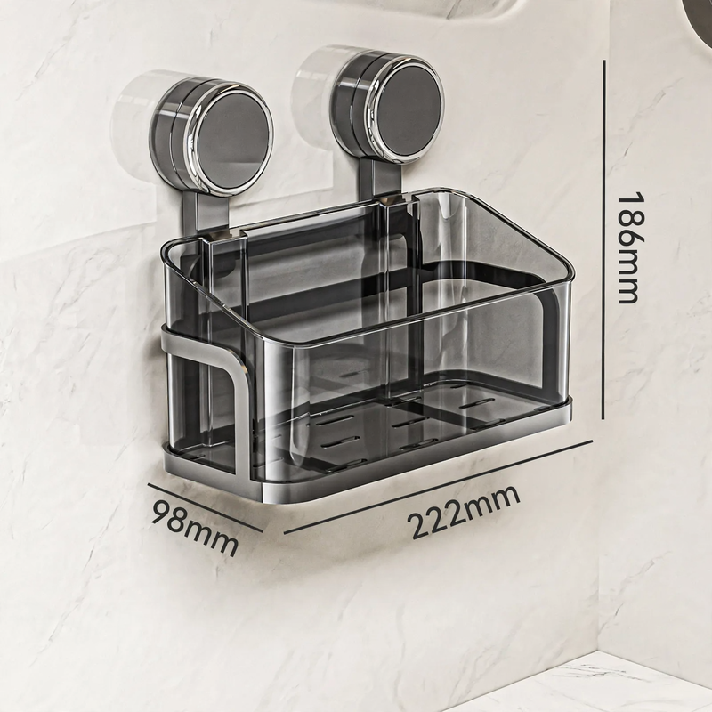 Wall-mounted cosmetic shelf with suction cup, model YM.7052