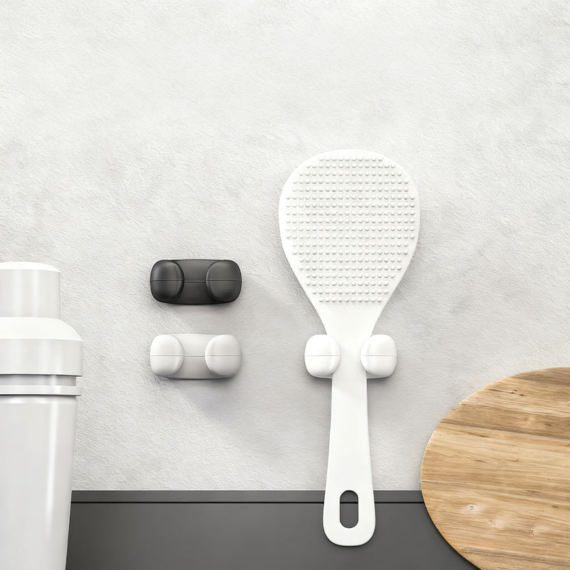 Wall holder for rice spoon, silicone, adhesive