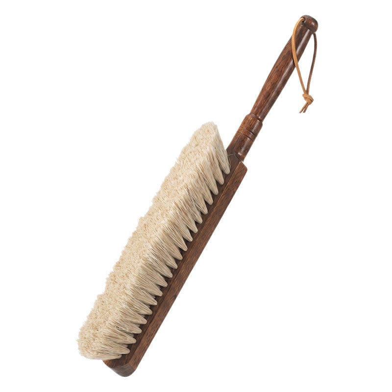 Bed brush with horsehair and long handle