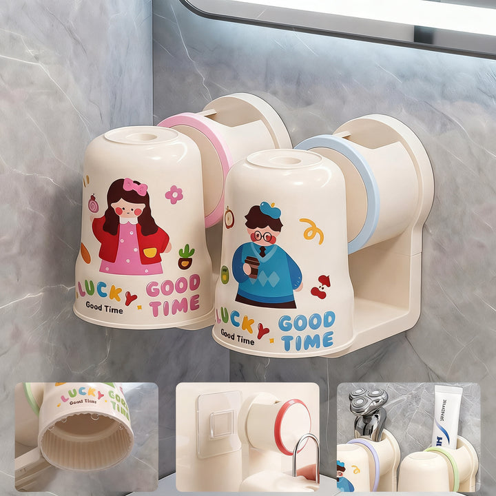Toothbrush holder for sticking with toothbrush cup