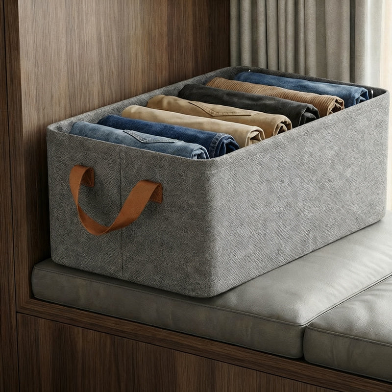 Fabric storage box for clothes, foldable