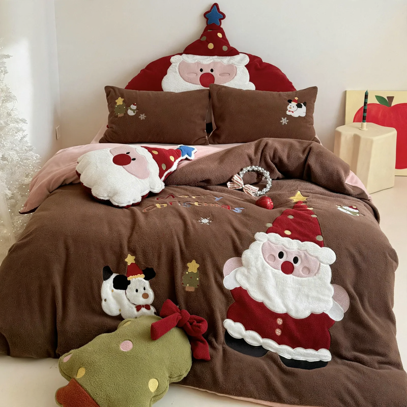 Christmas bedding set made of fleece, 4-piece, quilted