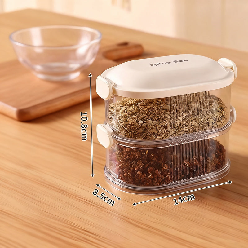 Spice box with closure, stackable