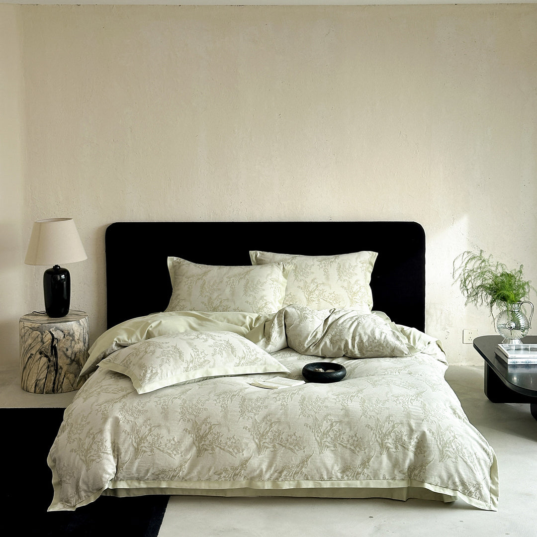 Cotton bedding set, 4-piece, jacquard