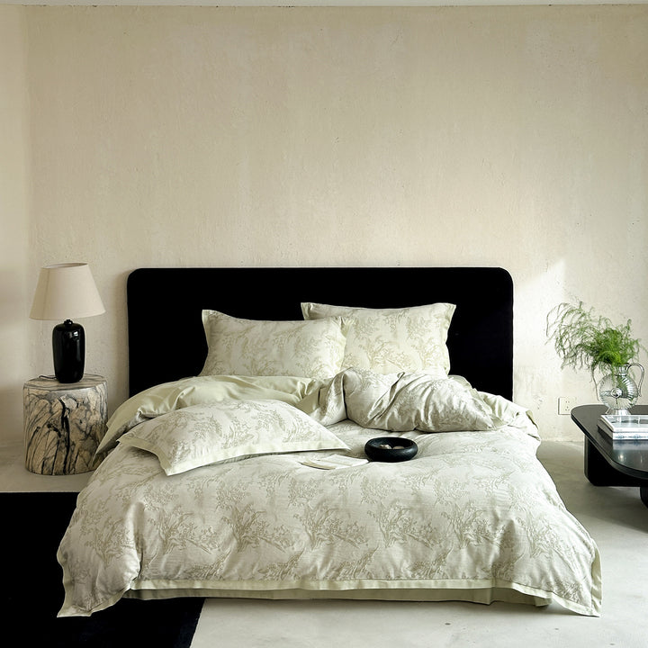 Cotton bedding set, 4-piece, jacquard