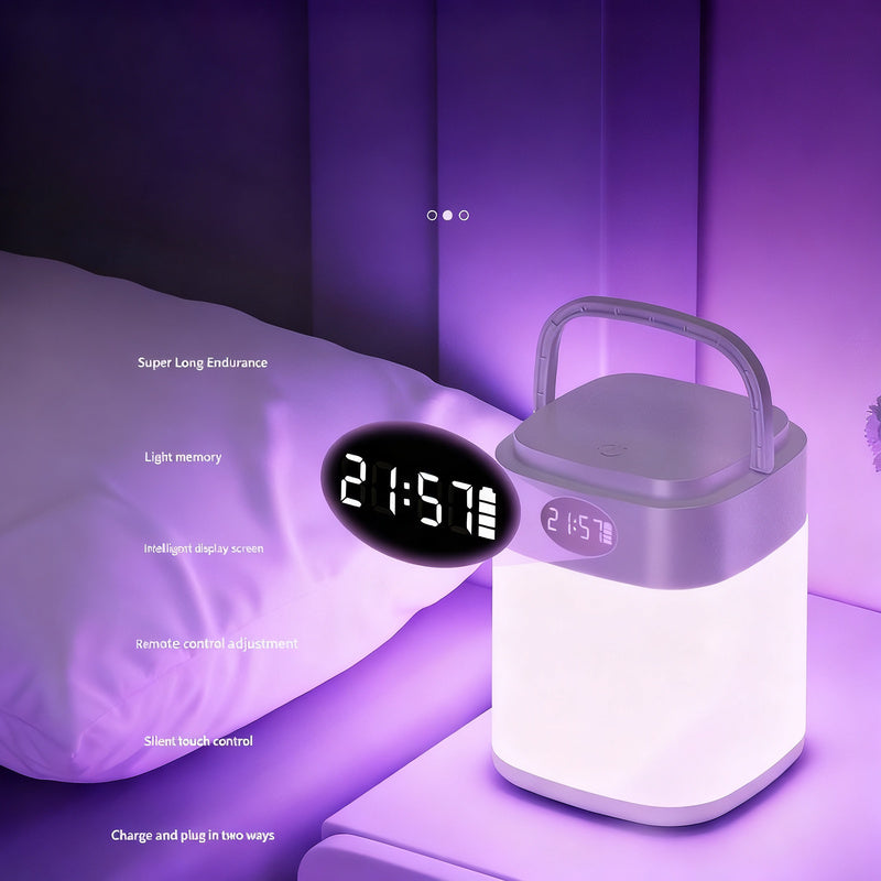 LED night light with remote control and clock