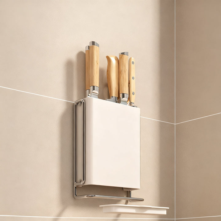 Wall-mounted knife and cutlery shelf made of carbon steel