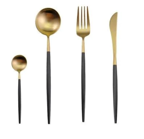 Luxury 24-Piece Gold-Silver Cutlery Set for Stylish Table Setting Noxord