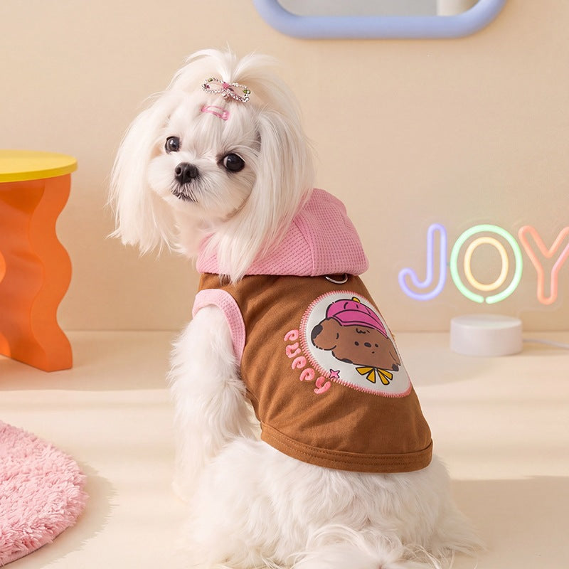 Sleeveless hooded vest for small dogs