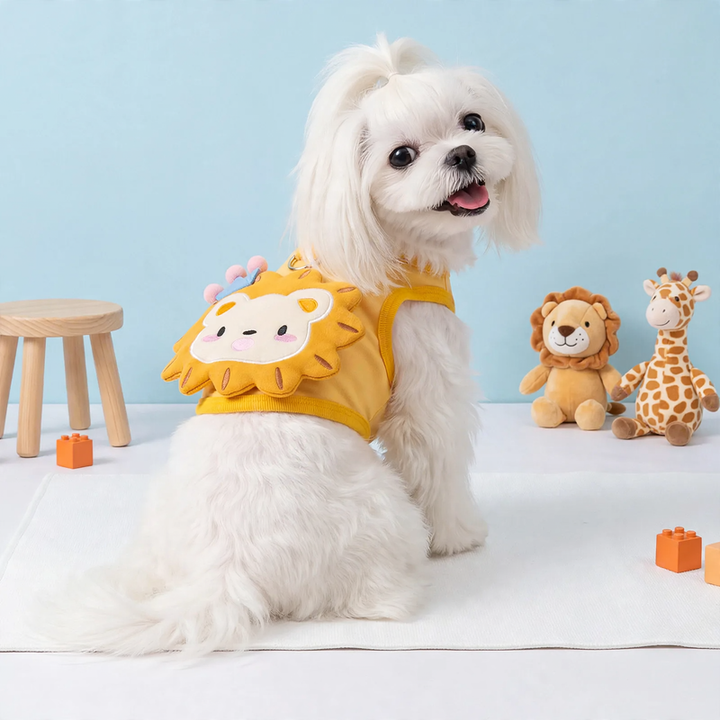 Summer Dog Shirt with Leash, Cartoon Design