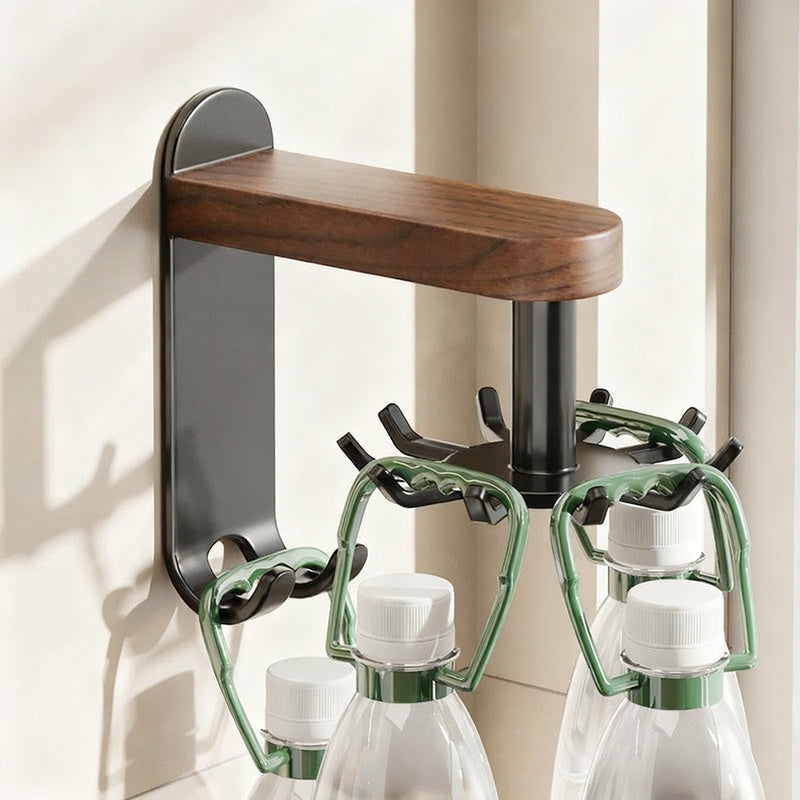 Rotating kitchen stand made of walnut