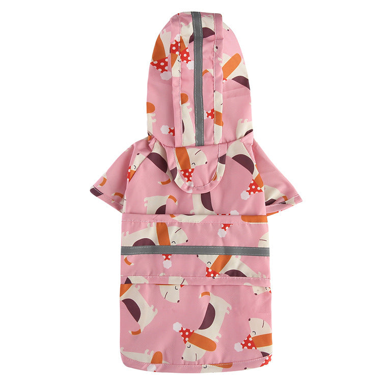Dog rain jacket with reflectors, multiple designs