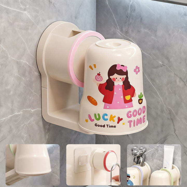 Toothbrush holder for sticking with toothbrush cup