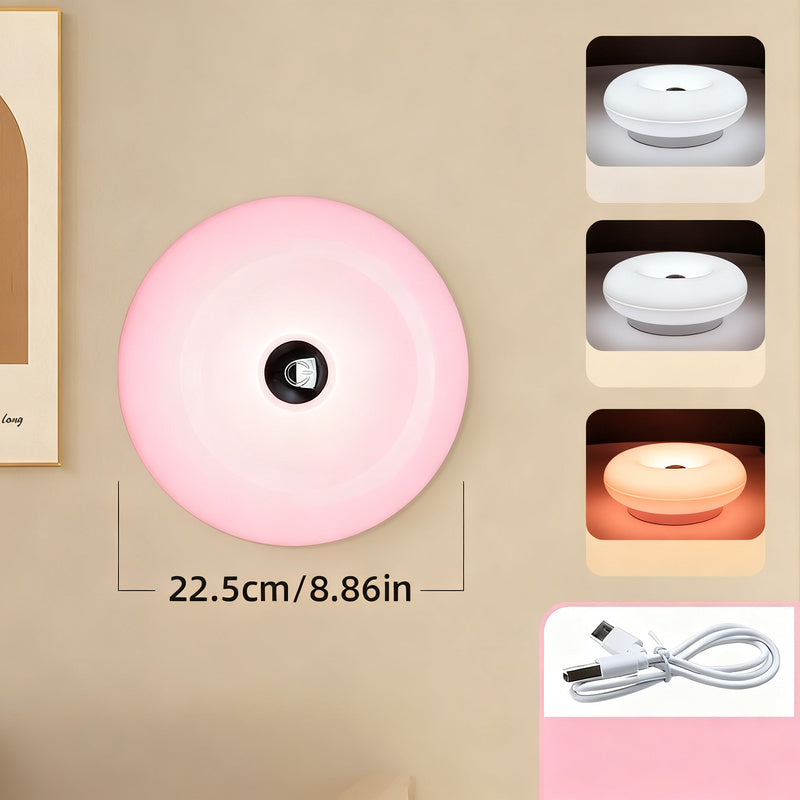 Donut table lamp with battery, three color temperatures